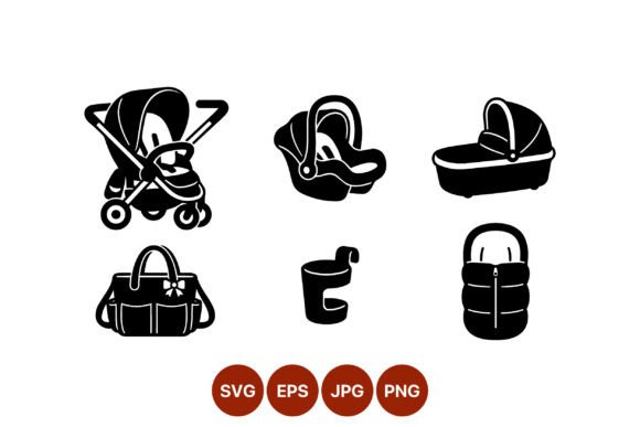 Baby Stroller Car Seat Diaper Bag Vector Graphics