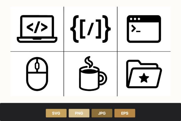 Black Code Laptop Mouse Coffee Folder Graphics