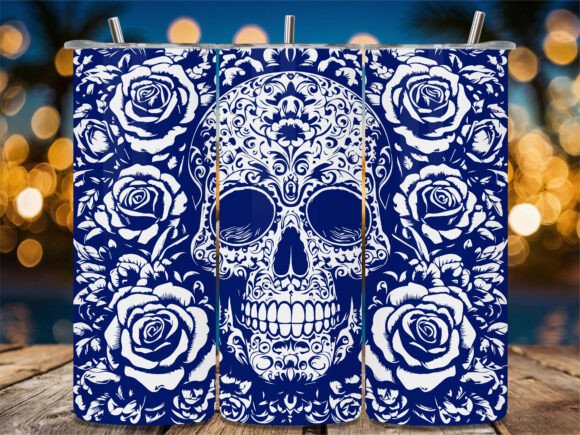 Blue Rose Sugar Skull