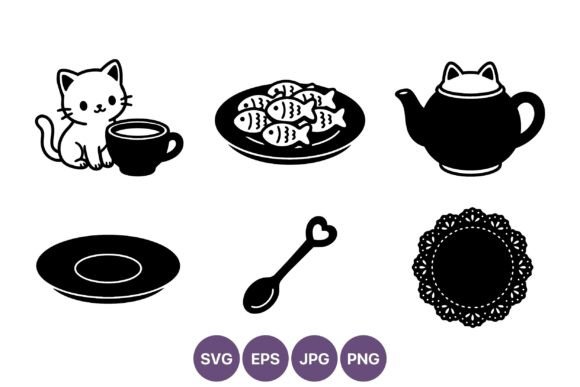 Cat Coffee Fish Teapot Vector Icons: Graphics & Illustrations Review