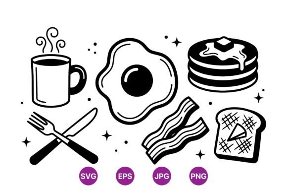 Classic Breakfast Icon Clipart: Graphics for Creative Sellers