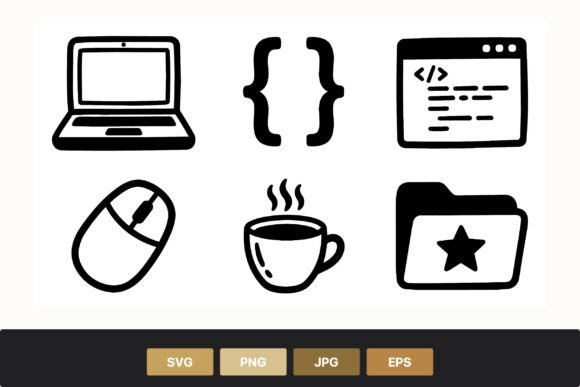 Coding Symbols Laptop Coffee Mouse Graphics