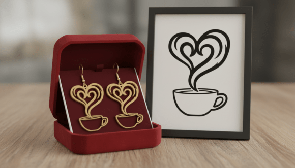 Coffee Heart Steam Earring: A Designer’s Take on This Playful Embroidery File