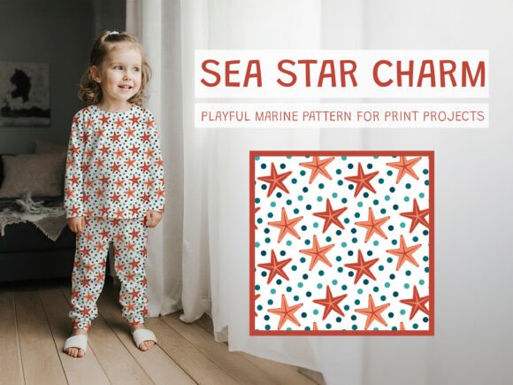 Coral Starfish Vector Seamless Pattern