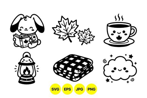 Cute Autumn Cartoon Clipart: Graphics & Illustrations