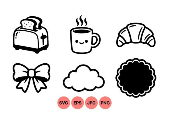 Cute Breakfast Icon Clipart Set: Graphics & Illustrations Review