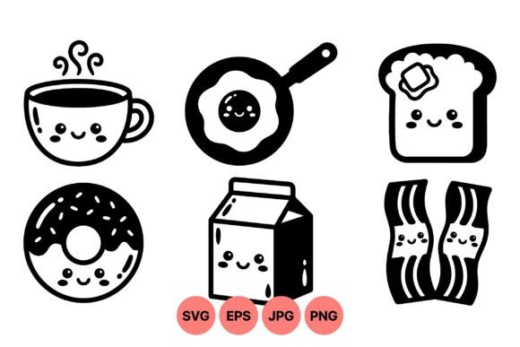 Cute Breakfast Kawaii Clipart Graphics & Illustrations Review