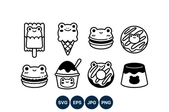 Cute Frog Desserts Vector Icons