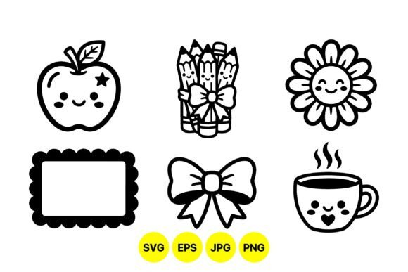 Cute Kawaii Icons Clipart Set Graphics Review