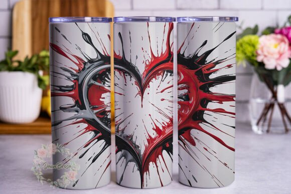 Dynamic Paint Splatter Heart Wrap PNG