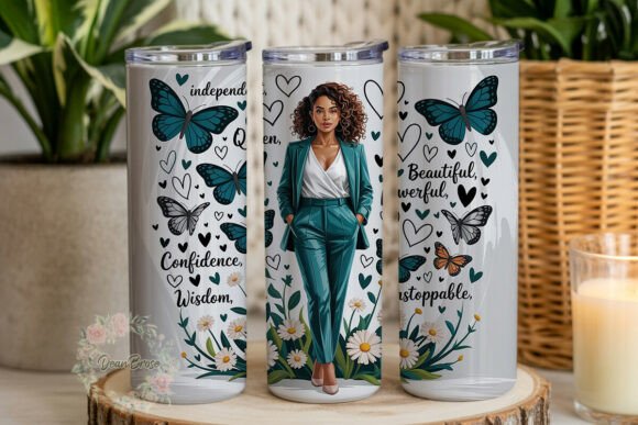 Empowered Woman Teal Butterfly Skinny PN Graphics