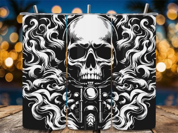 Flaming Biker Skull Rider