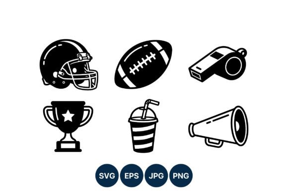 Football Helmet Ball Trophy Whistle Icon Graphics