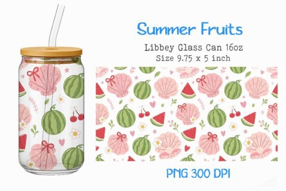 Fresh Summer Fruits 16oz Glass Can Wrap: Graphics for Crafts Sellers