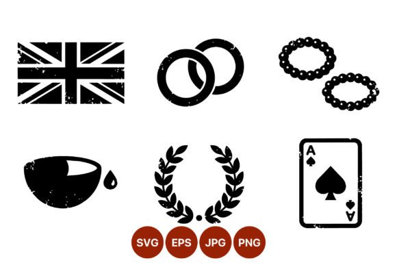 Grunge Union Jack Flag and Poker Icons Graphics