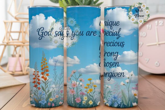 Inspirational Floral Sky Tumbler Wrap Graphics for Branding
