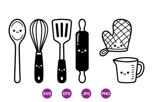 Kawaii Cute Kitchen Tools Clipart