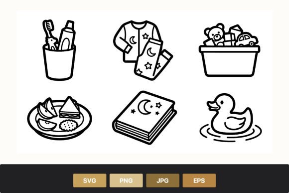 Kids Bathroom and Bedtime Essentials Graphics