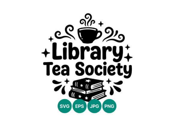 Library Tea Society Black and White Graphics and Illustrations Review