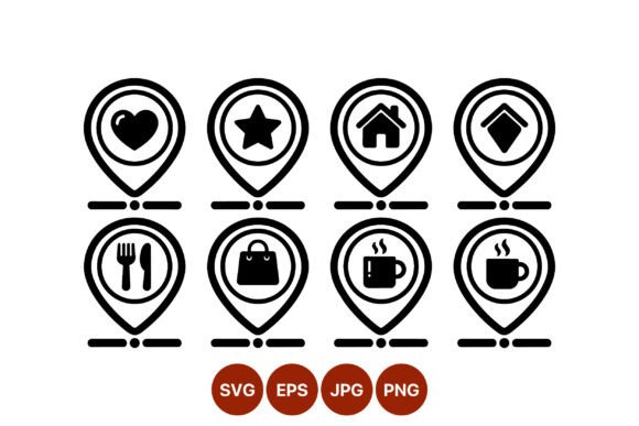 Location Pins Heart Star Home Shopping