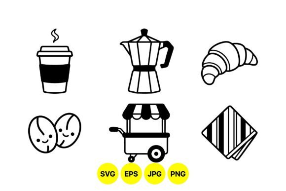 Minimal Coffee Shop Icon Set Graphics & Illustrations