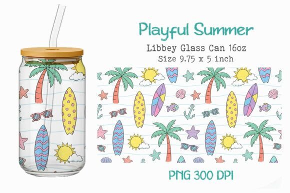 Playful Summer 16oz Wrap PNG: Graphics & Crafts
