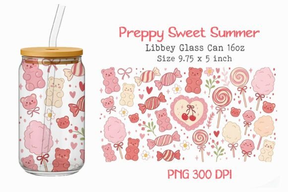 Preppy Sweet Summer 16oz Glass Can Wrap: Graphics & Crafts for Branding