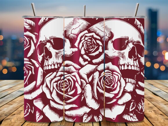 Roses Gothic Skull Graphics for Crafts
