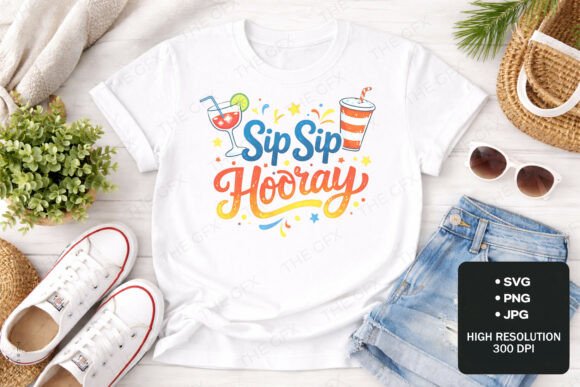 Sip Sip Hooray Drink T-Shirt Design Graphics