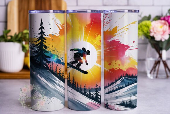 Snowboard Sunset Mountain 20oz Wrap Graphics
