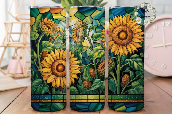 Stained Glass Sunflower 20oz Wrap for Tumbler Graphics