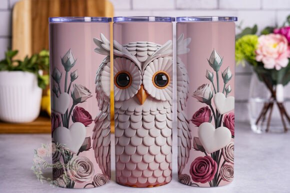 Sweet Owl Floral Wrap 20oz Skinny Graphics