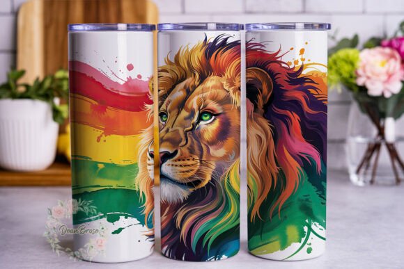 Vibrant Lion Head Art 20oz Wrap Graphics