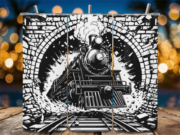 Vintage Train Tunnel Burst: Graphics for Crafts Projects